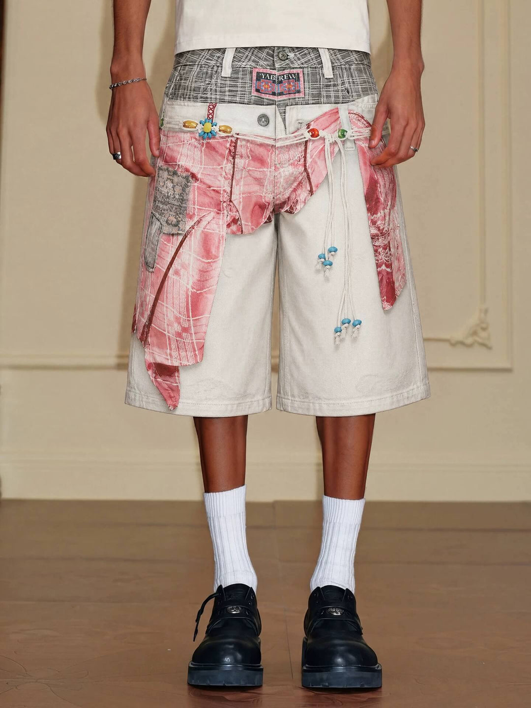YADcrew 3D Digital Print Double Waist Baggy Shorts | Face 3 Face