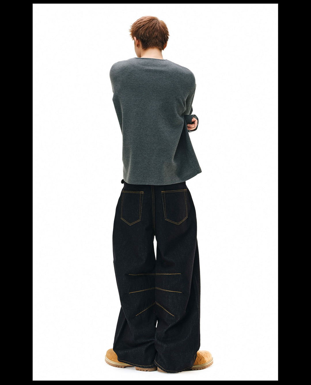 NOVACAM Yellow Stitch Baggy Jeans | Face 3 Face