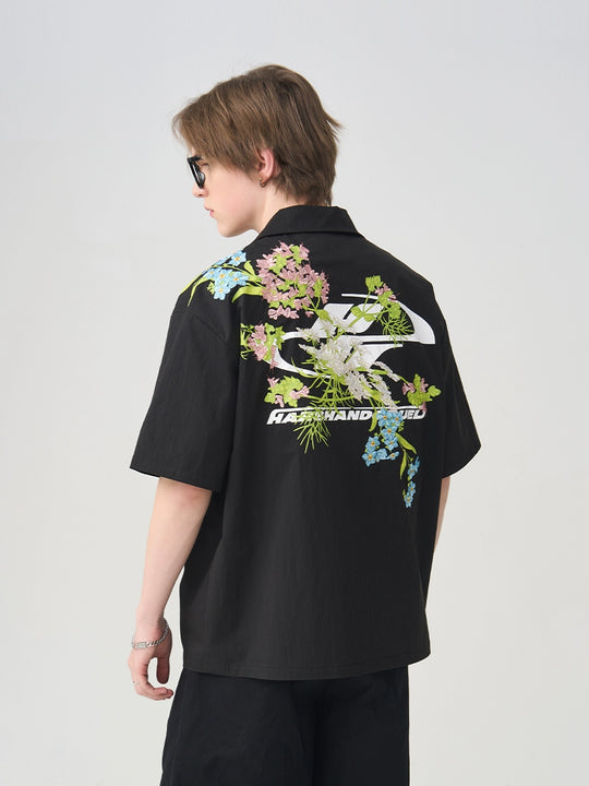 Harsh and Cruel Floral Embroidery Knots Cuban Shirt