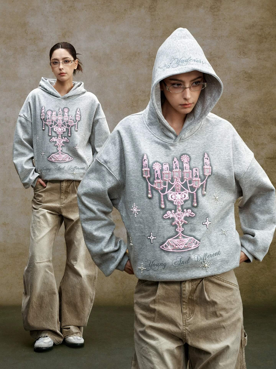 YADcrew Pearl Embellished Candlestick Hoodie | Face 3 Face