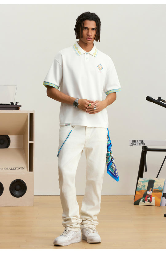 Small Town Kid Ethnic Pattern Jacquard Polo Shirt | Face 3 Face