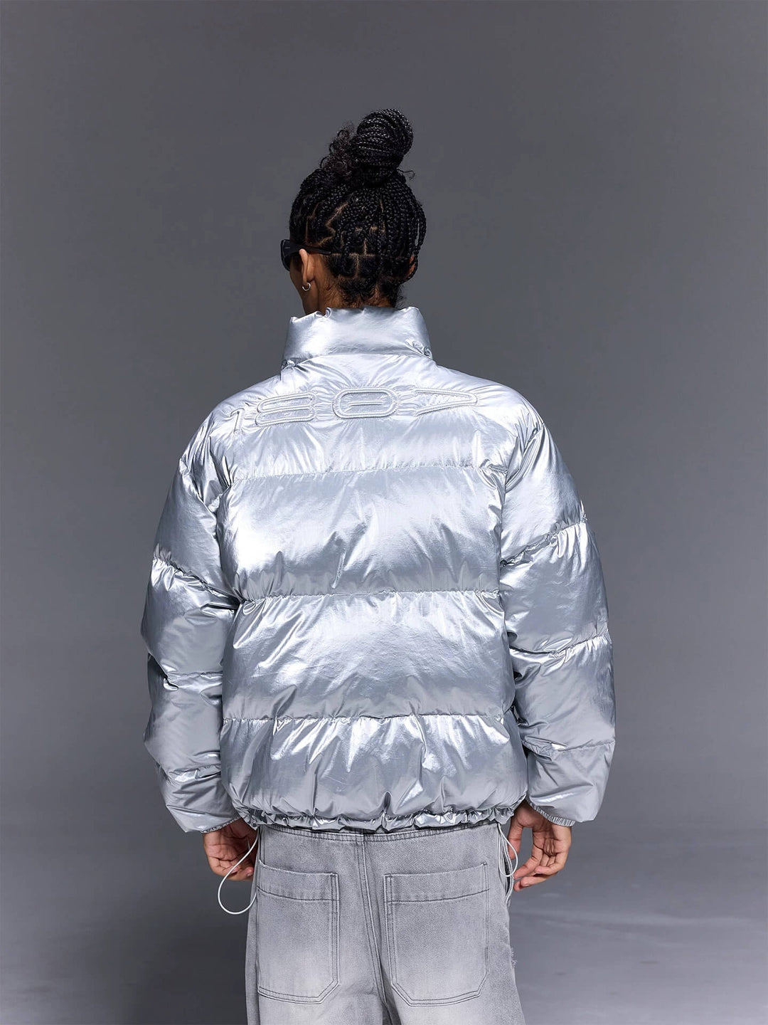 1807 Glossy Silver Down Jacket | Face 3 Face