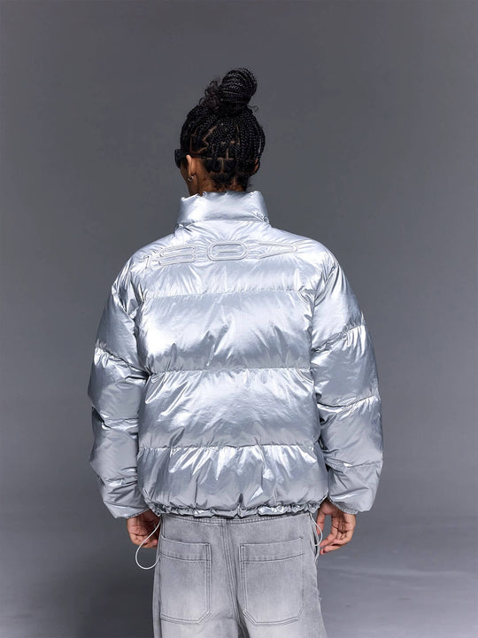 1807 Glossy Silver Down Jacket | Face 3 Face