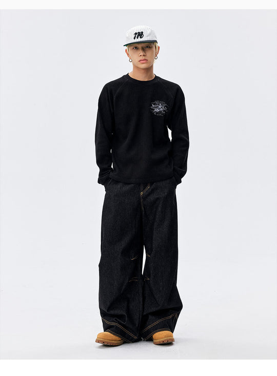 MEDM Angel Print Waffle Long Sleeve Tee | Face 3 Face