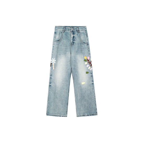 Achock Washed Flower Embroidered Jeans | Face 3 Face