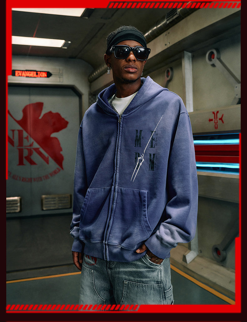 MEDM x EVA Evangelion Washed Zip-Up Hoodie | Face 3 Face