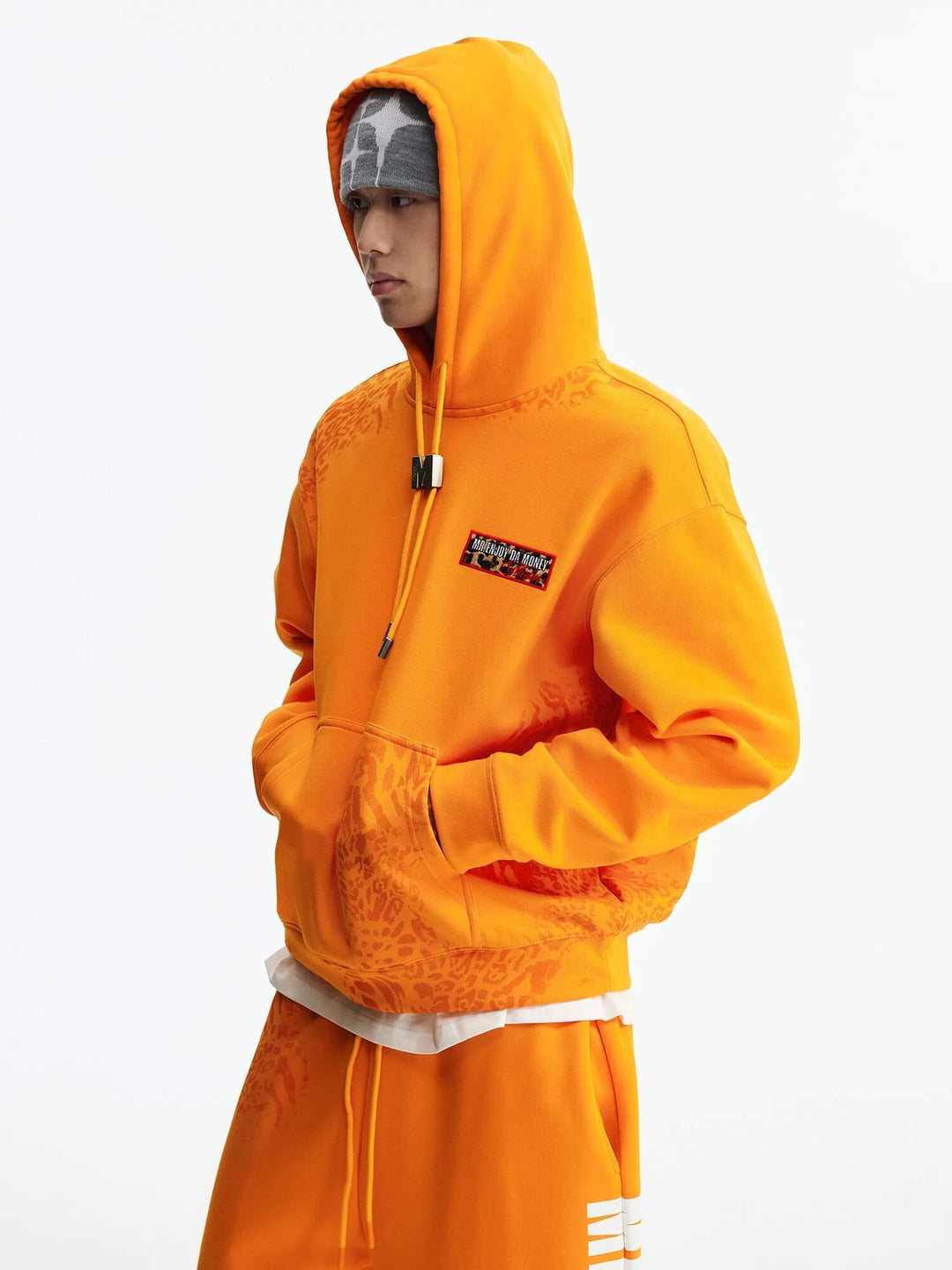 MEDM Leopard Print M Buckle Drawstring Hoodie | Face 3 Face