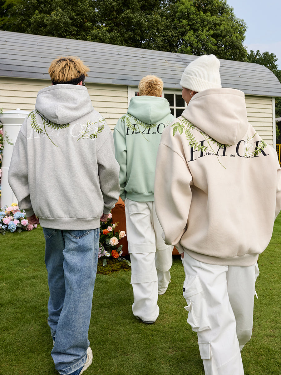 Harsh and Cruel Floral Garland Embroidered Text HACR Hoodie | Face 3 Face