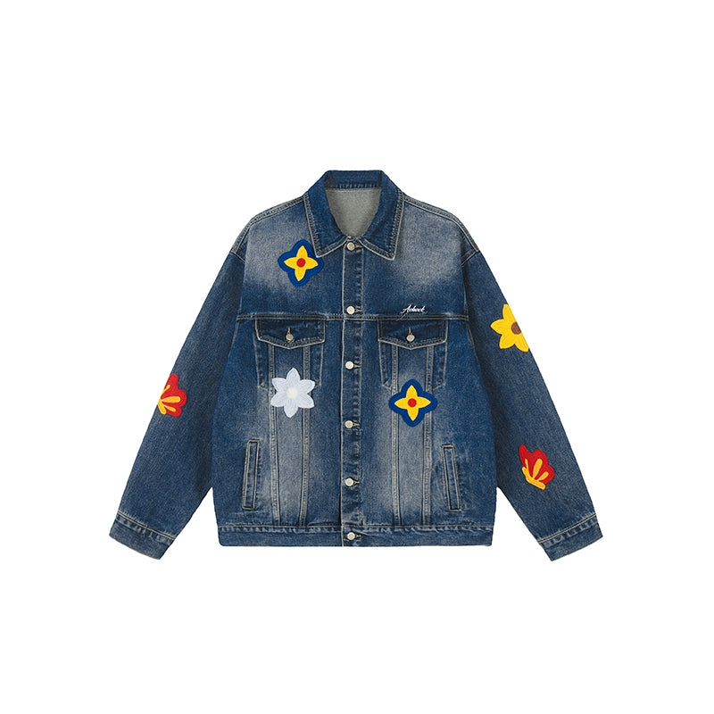 Achock Small Flowers Embroidered Denim Jacket | Face 3 Face