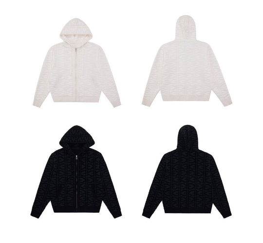 EVILKNIGHT(EK) Jacquard Logo Knit Zip Up Hoodie