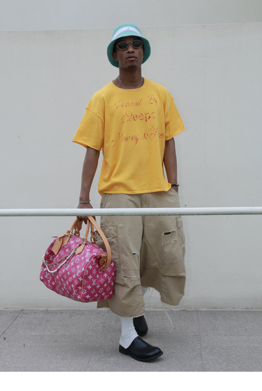 STEEPC Contrast Old Print Boxy Knit Tee | Face 3 Face