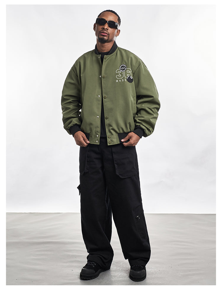 F3F Select Letter Embroidered Bomber Jacket | Face 3 Face