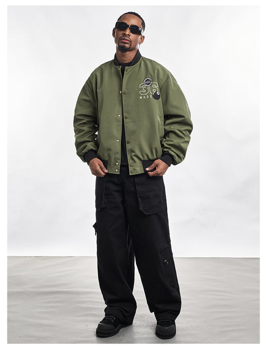 F3F Select Letter Embroidered Bomber Jacket | Face 3 Face