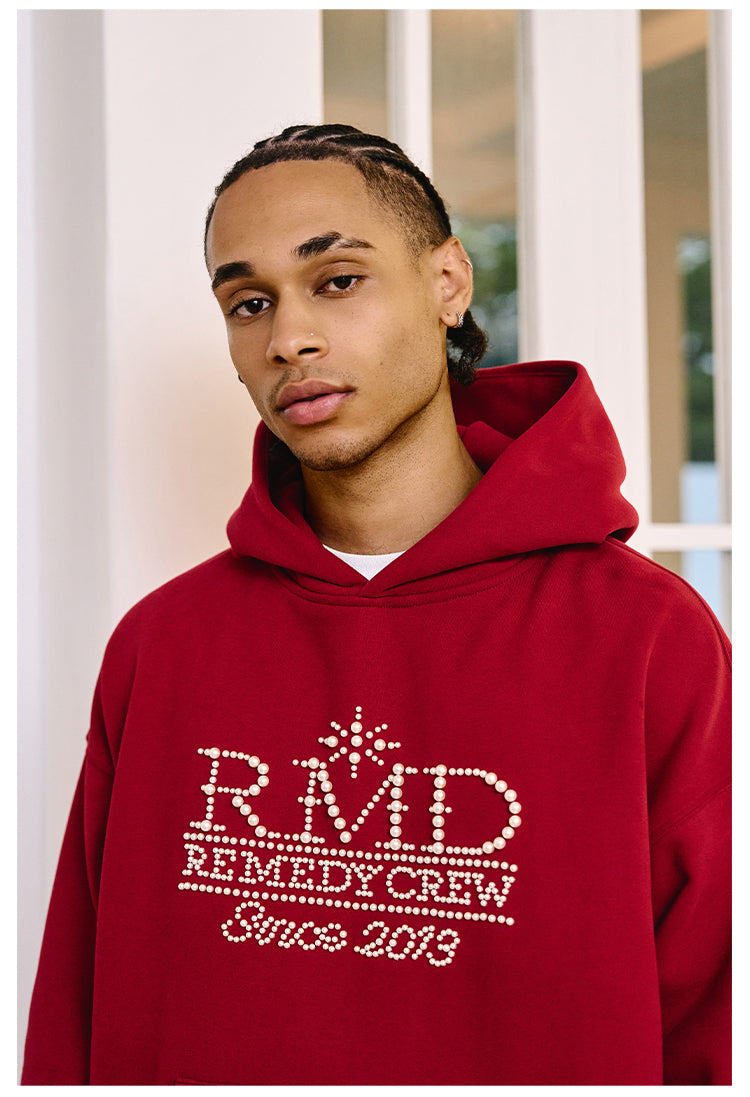 Remedy RMD Pearl Letter Embroidered Hoodie | Face 3 Face