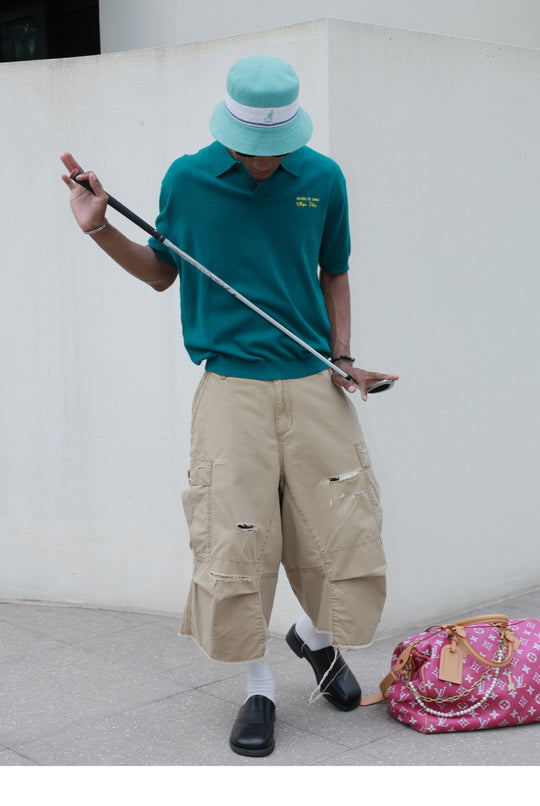 STEEPC Embroidered Boxy Knit Polo | Face 3 Face