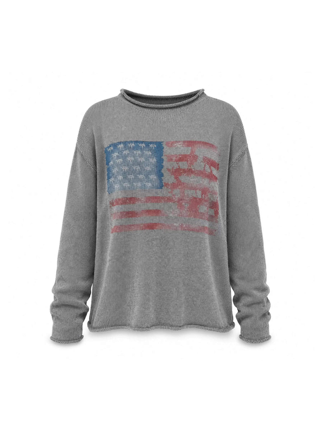 KARMANISTIC Flag Print Washed Long Sleeve Knit Sweater | Face 3 Face