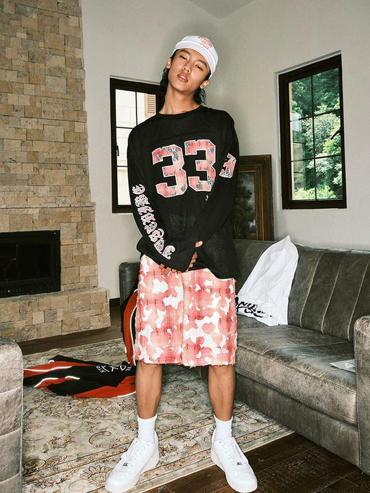 JUST VIBE Lace Patch Embroidered Mesh Hockey Jersey | Face 3 Face