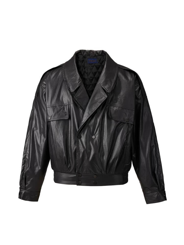 EVILKNIGHT(EK) Double Layer Collar PU Leather Jacket | Face 3 Face