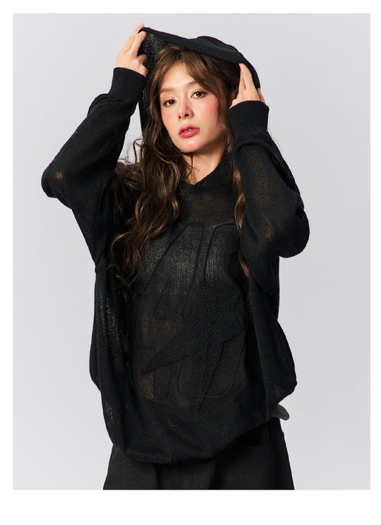 S45 Star Logo Mesh Knit Hoodie | Face 3 Face