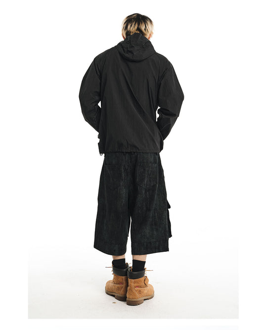 NOVACAM Wrinkled Nylon Mesh-Paneled Hooded Track Jacket | Face 3 Face