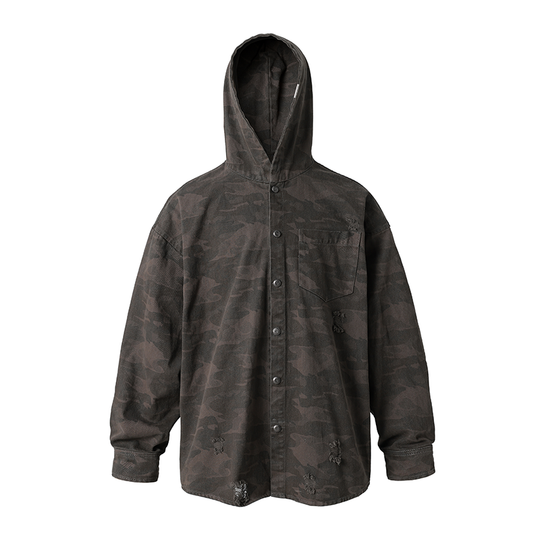 JHYQ Camouflage Hooded Shirt Jacket