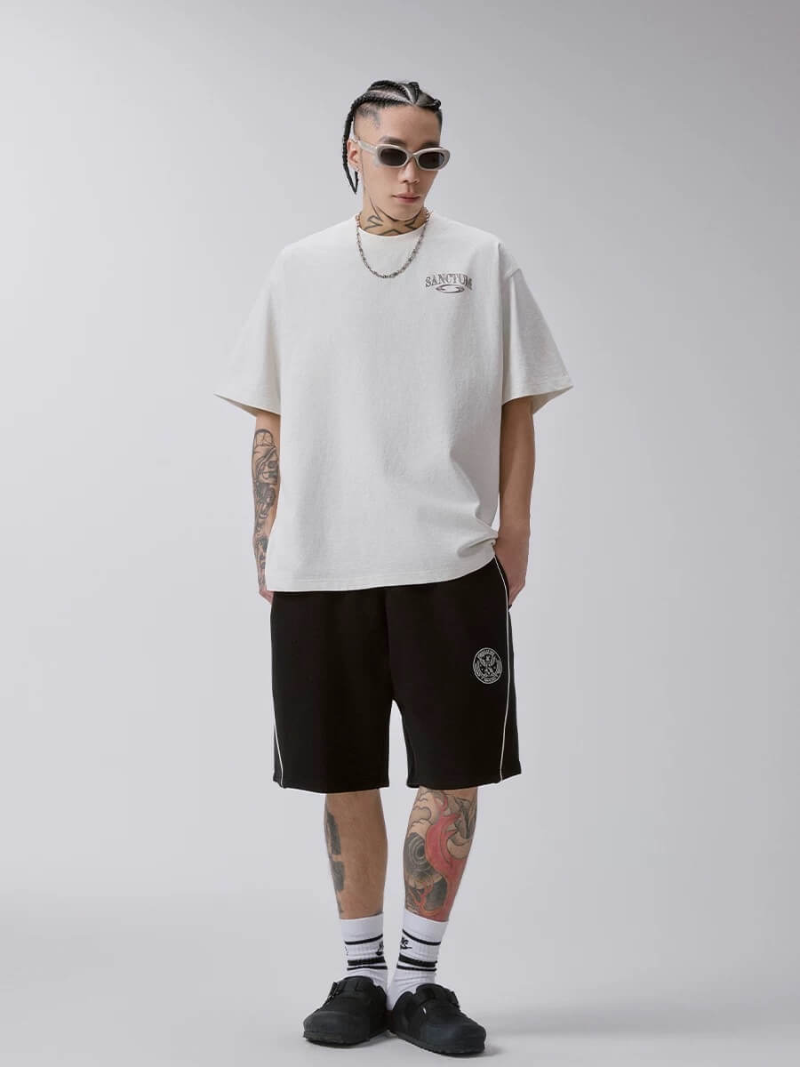 F2CE Badge Embroidered Side Stripe Sweat Shorts | Face 3 Face