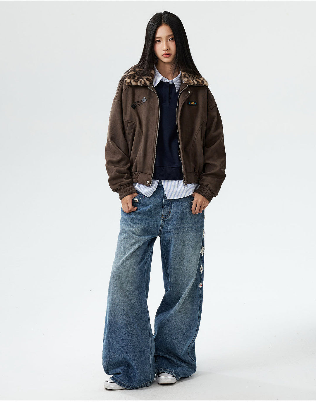 MEDM Detachable Collar Suede Jacket | Face 3 Face