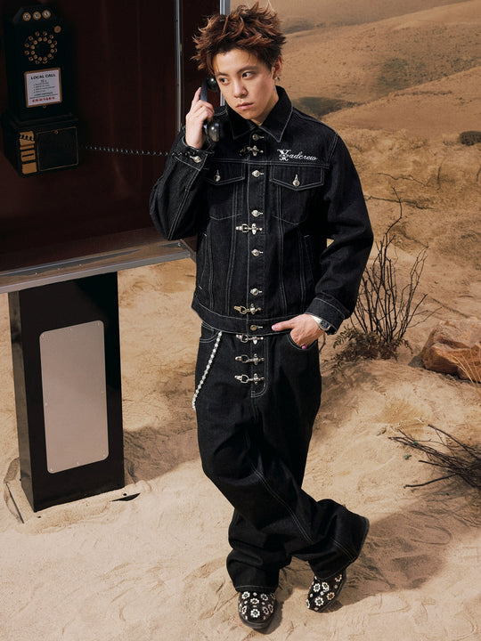 YADcrew Snap Button Denim Jacket | Face 3 Face