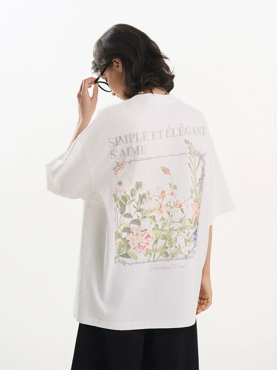Harsh and Cruel Ink Illustration Floral Tee