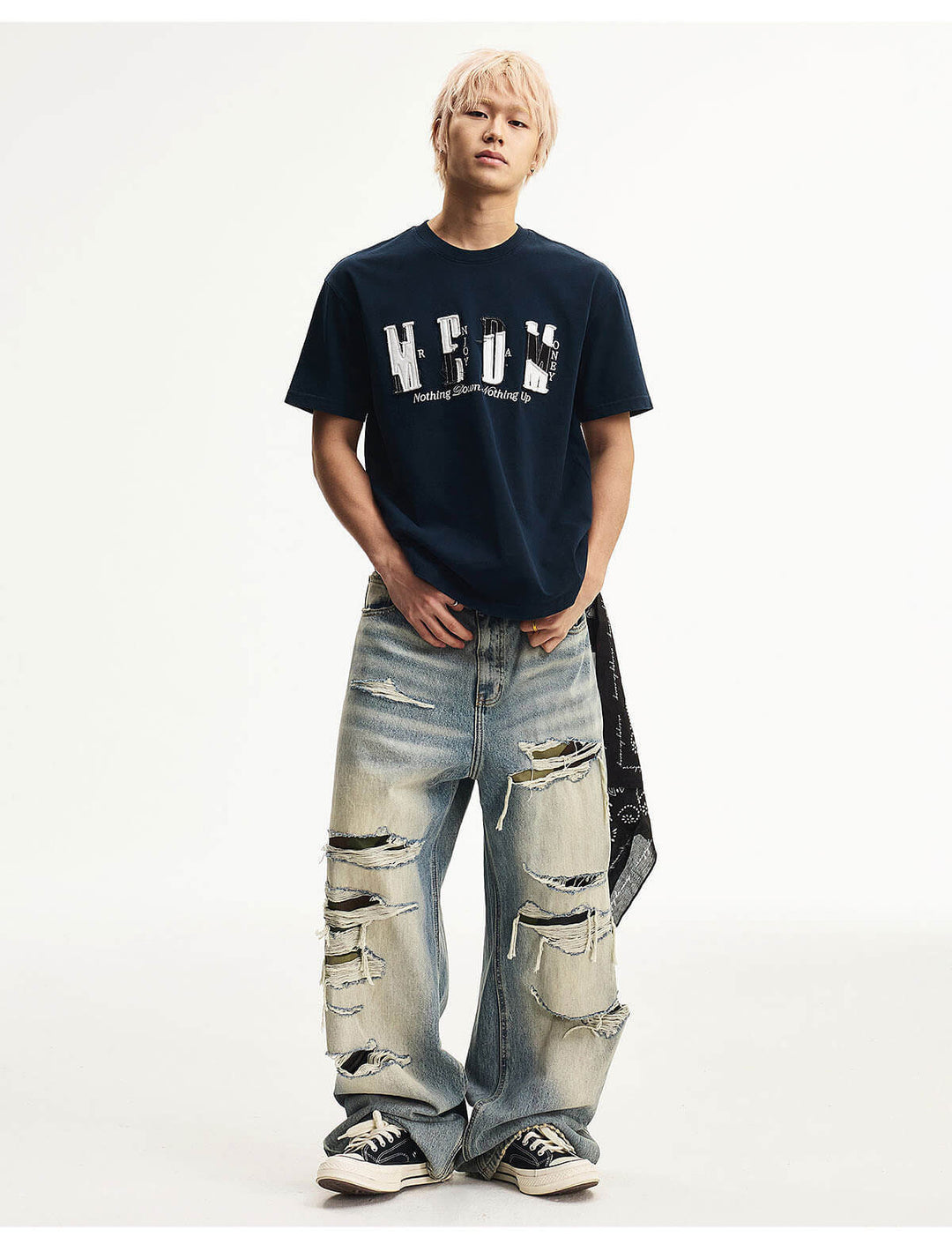 MEDM Distressed Logo Patch Short Sleeve Tee | Face 3 Face