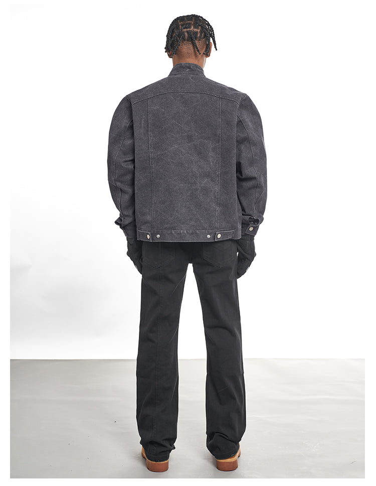 F3F Select Washed Denim Short Motorcycle Jacket | Face 3 Face