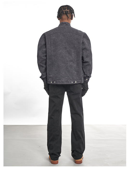 F3F Select Washed Denim Short Motorcycle Jacket | Face 3 Face