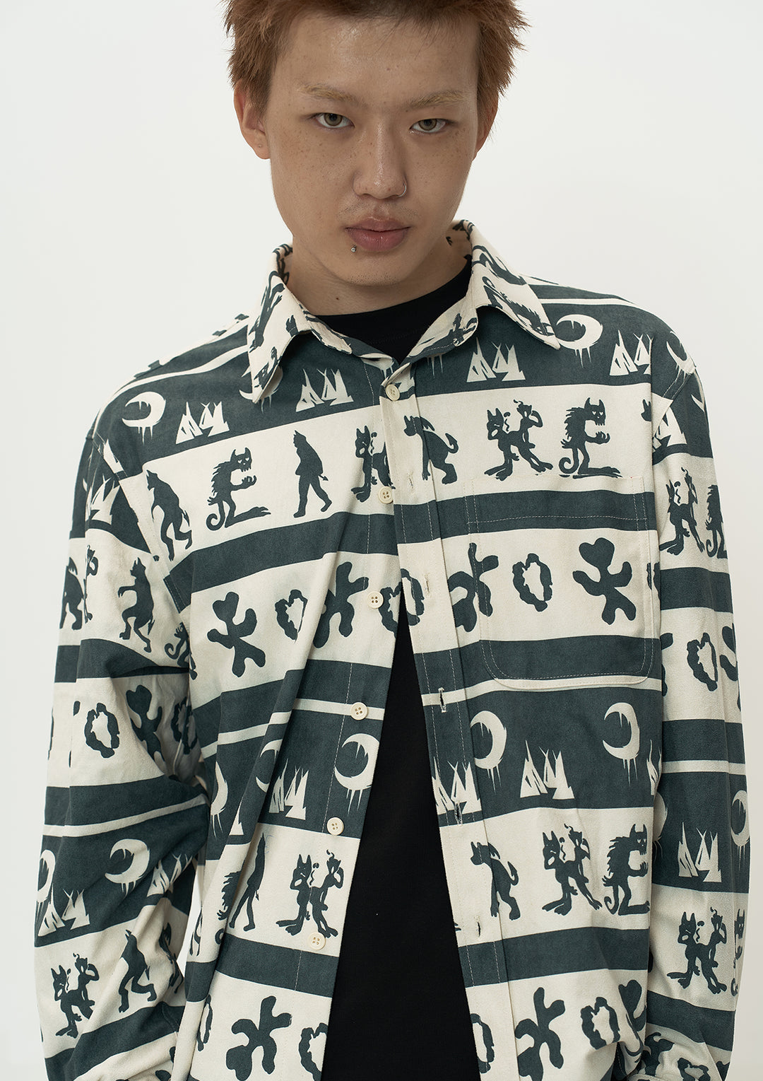 EVILKNIGHT(EK) Ethnic Print Striped Long Sleeve Shirt | Face 3 Face