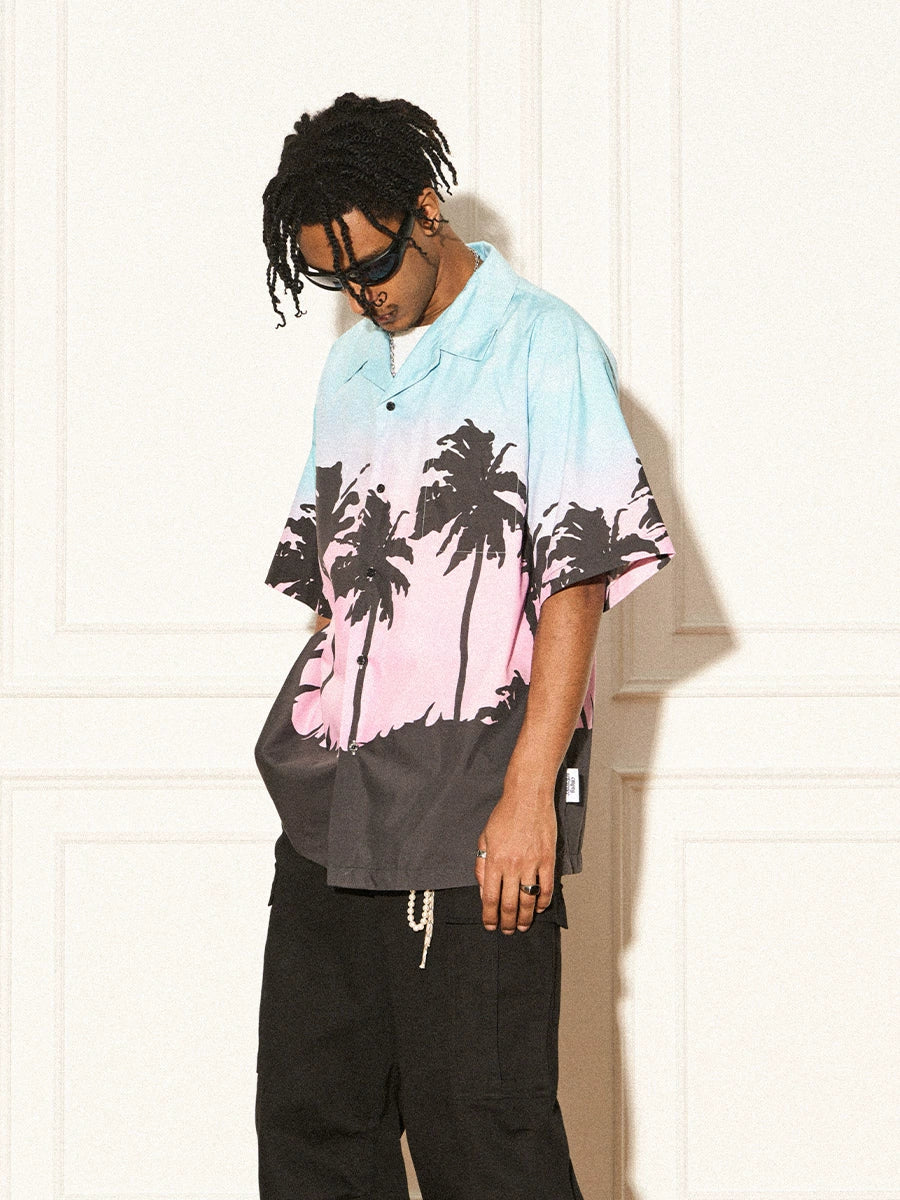 EMPTY REFERENCE Evening Coconut Silhouette Short Sleeve Shirt