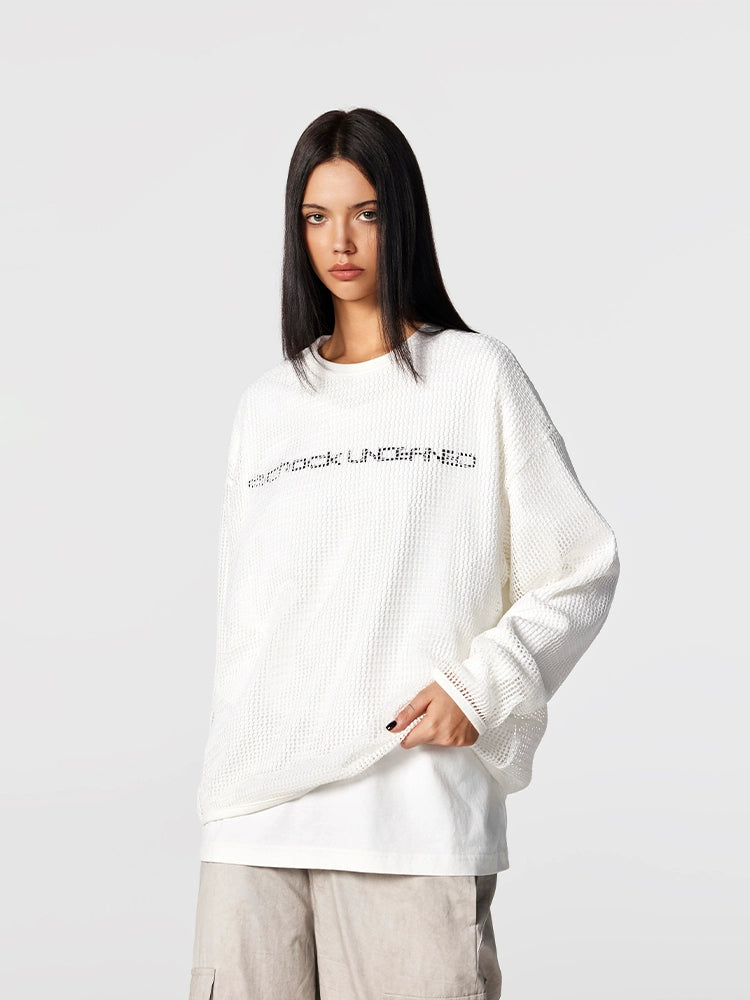 Achock Fake Two Pieces Printed Mesh Long Sleeve Tee | Face 3 Face