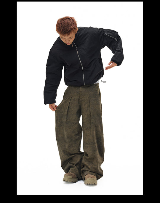 NOVACAM Brown Washed Tuck Baggy Pants | Face 3 Face