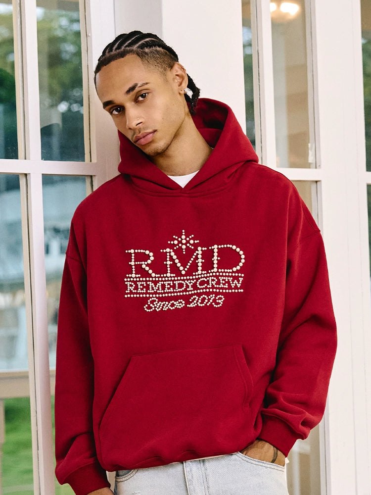 Remedy RMD Pearl Letter Embroidered Hoodie | Face 3 Face