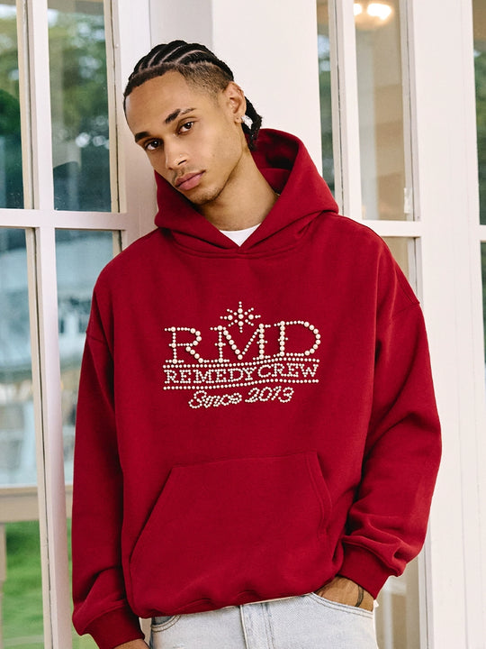 Remedy RMD Pearl Letter Embroidered Hoodie | Face 3 Face