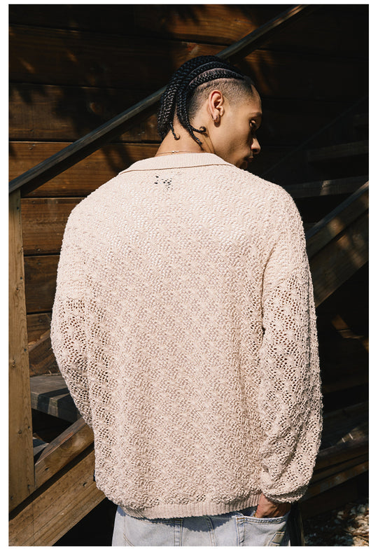 Remedy Mesh Polo Knit Sweater | Face 3 Face