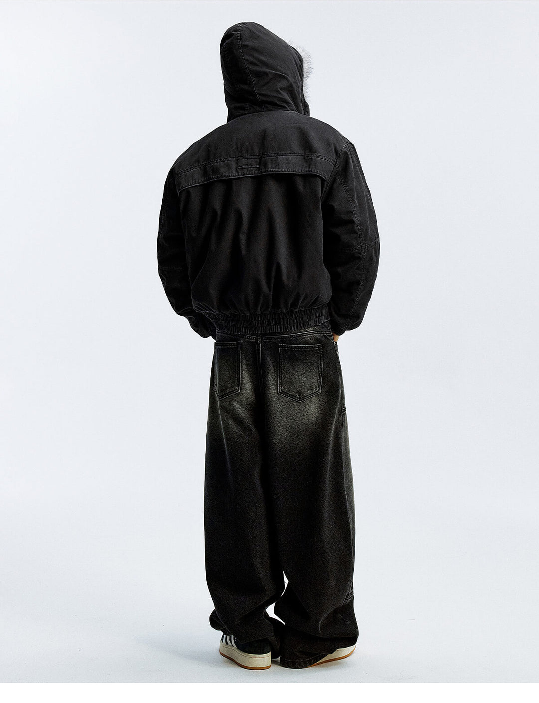 MEDM Fur Lined Washed Work Hooded Jacket | Face 3 Face