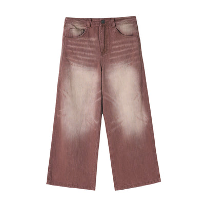 JHYQ Bordeaux Red Wash Baggy Jeans | Face 3 Face