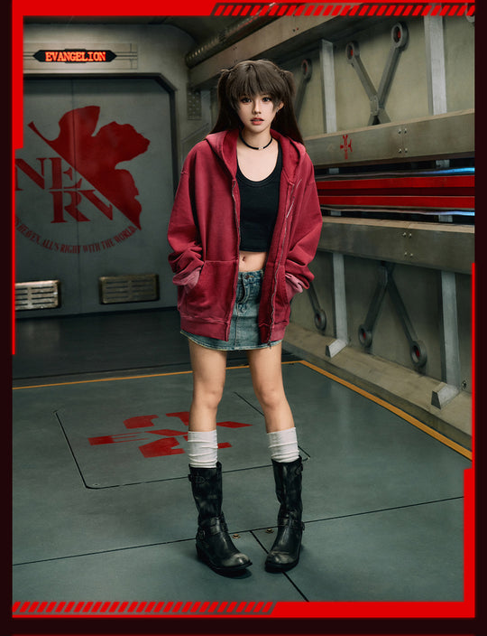 MEDM x EVA Evangelion Washed Zip-Up Hoodie | Face 3 Face