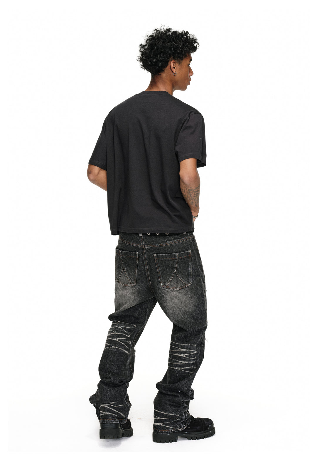 ANTIDOTE Irregular Torn Hole Washed Flared Jeans | Face 3 Face