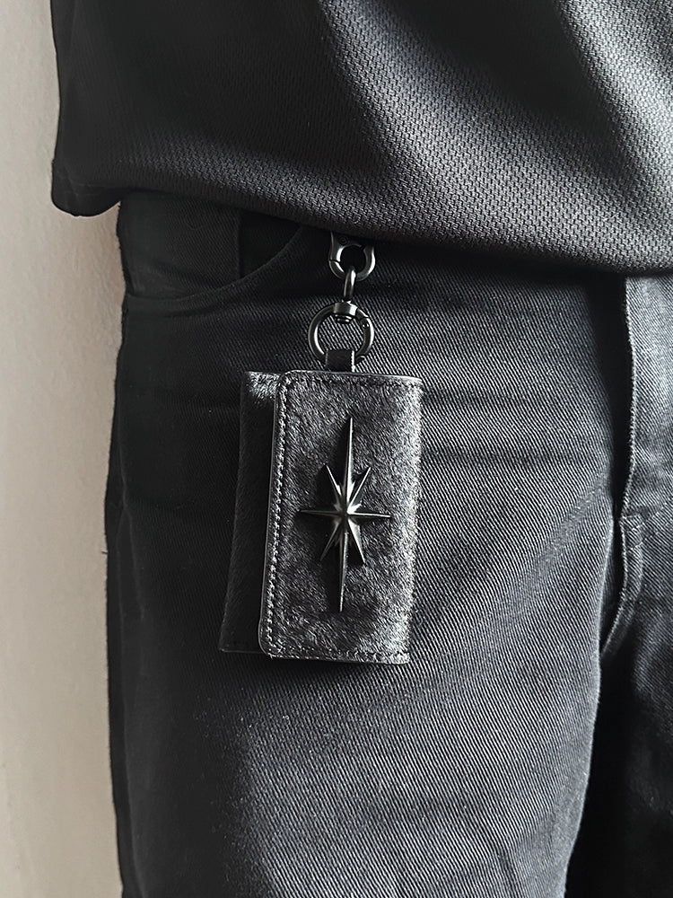 Remedy Metal Studded Keychain Coin Card Leather Wallet | Face 3 Face