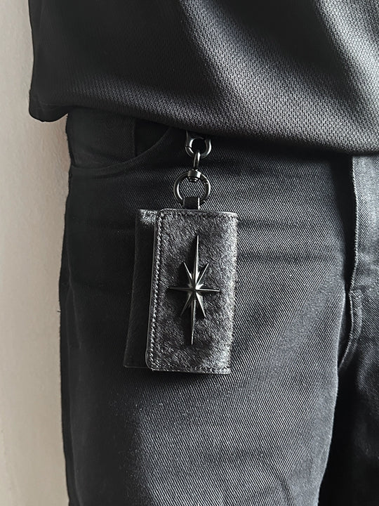 Remedy Metal Studded Keychain Coin Card Leather Wallet | Face 3 Face