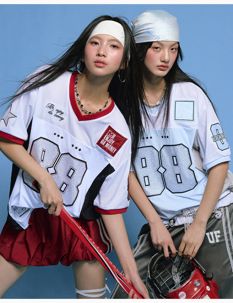 MEDM 88 Numbered Rhinestone Mesh Jersey | Face 3 Face