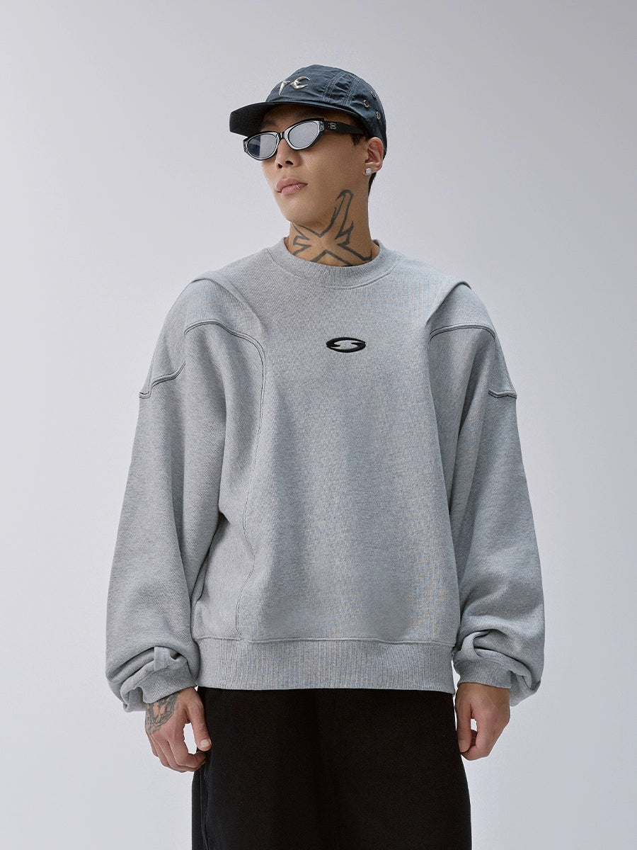 F2CE Pleated Splicing Embroidered Logo Sweatshirt | Face 3 Face