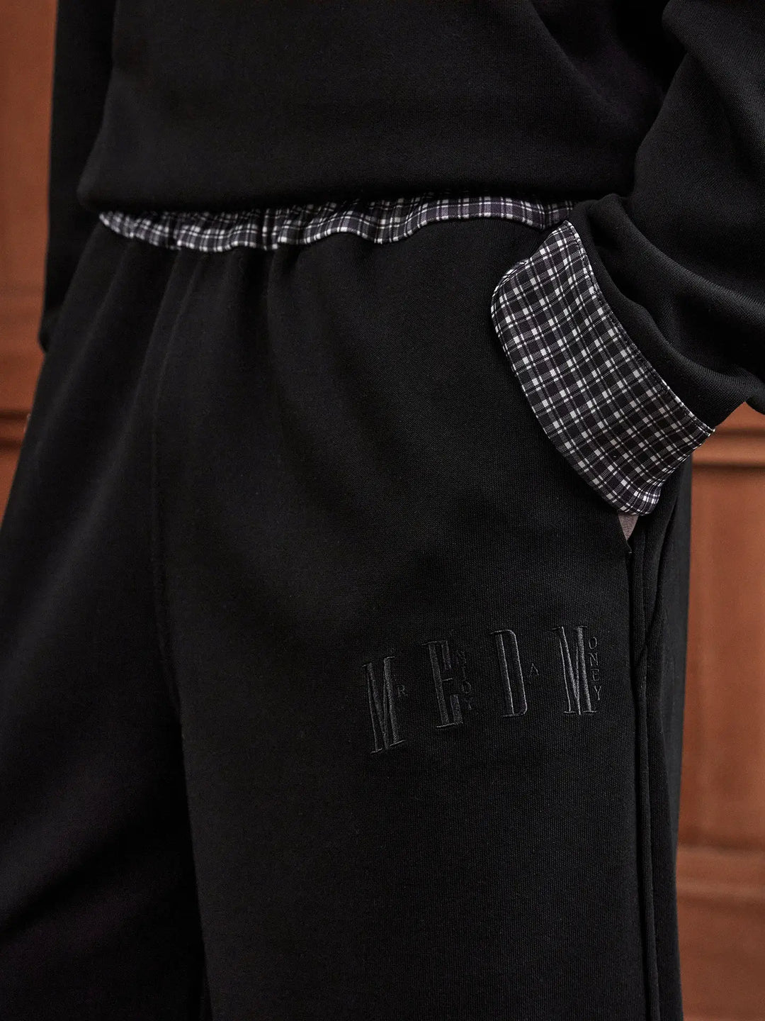 MEDM Plaid Waist Design Baggy Sweatpants | Face 3 Face