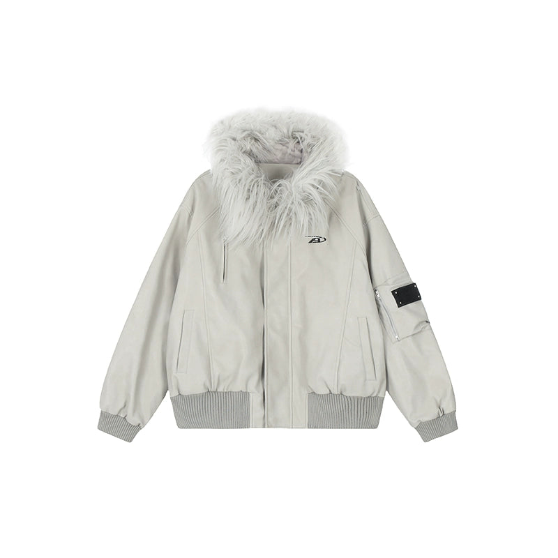 Bomber Jacket | Achock Fur Hooded Leather Bomber Jacket | Face 3 Face