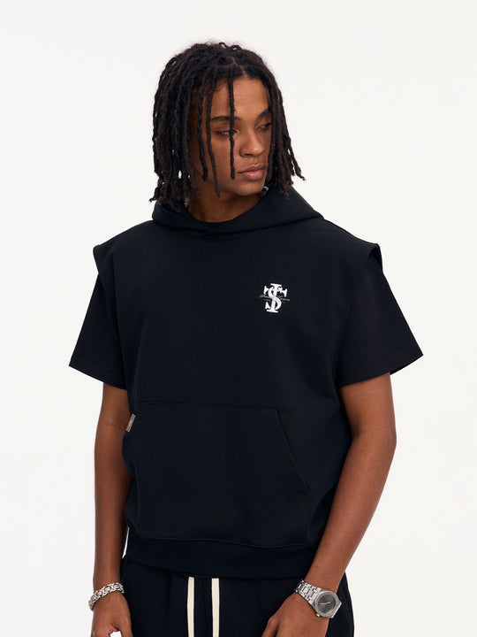 Small Town Kid Basic Embroidered Logo Sleeveless Hoodie | Face 3 Face